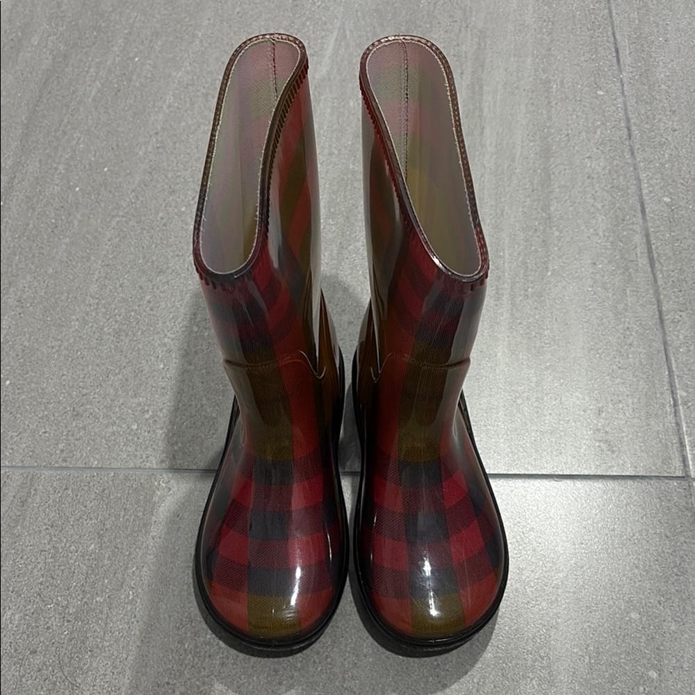Burberry Plaid Rain Boots for kids girls size 13 bright toffee color